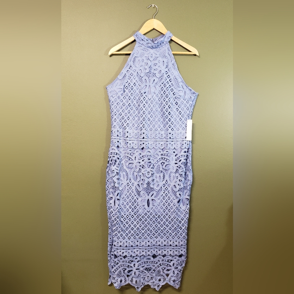 Venus Women's Lace Halter Midi Dress – Elegant & Chic